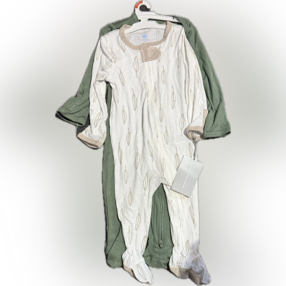 2 Piece Cloud Island Cream and Green Baby Onesies